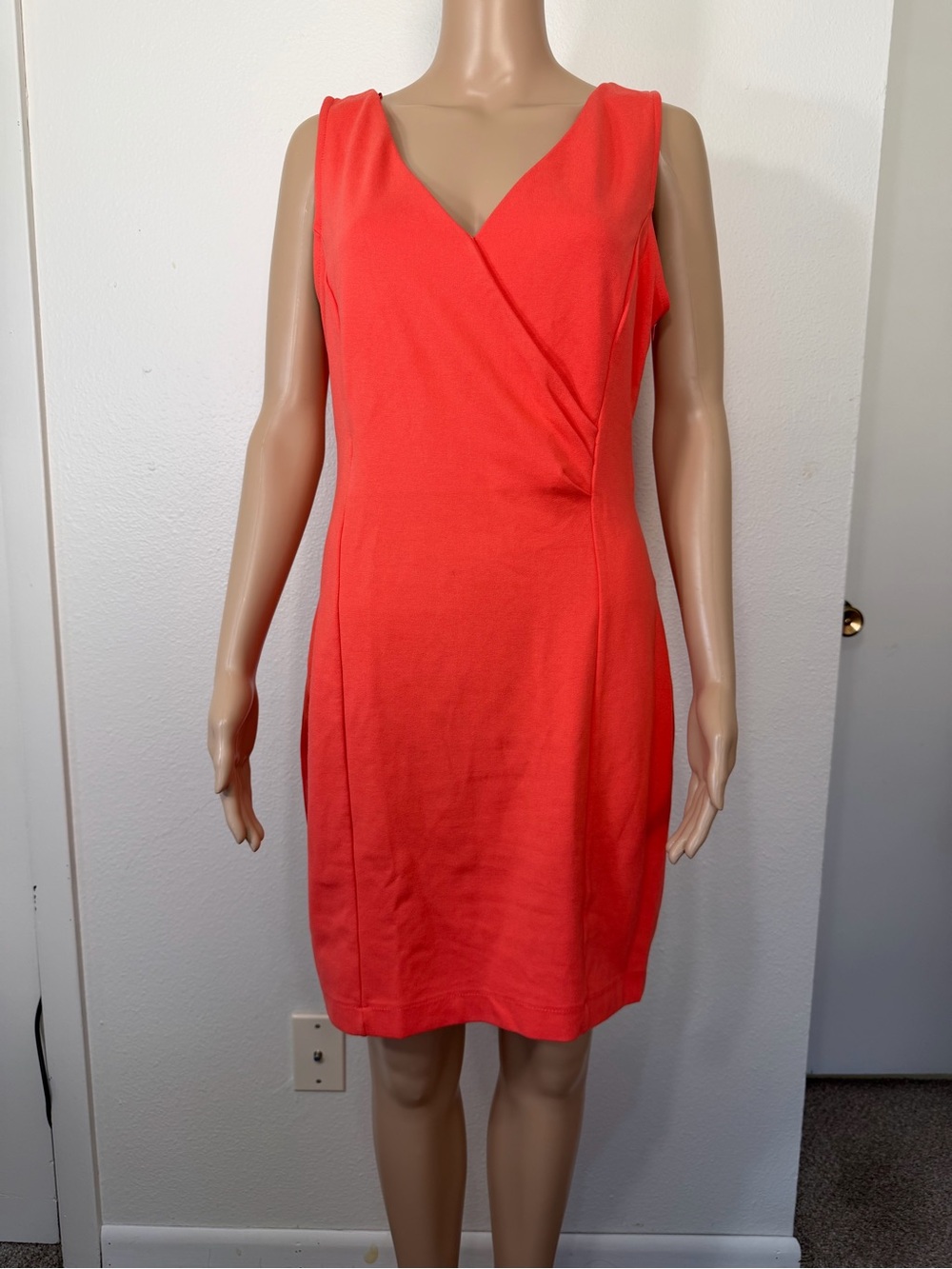 Zara Coral V-Neck Sleeveless Wrap Midi Dress Size XL